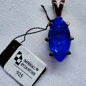 Imperial Byzantine Marquise-Cut Topaz Sterling Silver Pendant